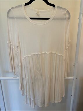 Bellamie Cream Ruffle-Hem Tunic Top